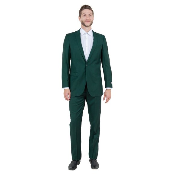 Mens 2-Piece Pick Stitch Suit, Slim-Fit Green - Picture 7 of 7